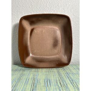 Plainsman Frankoma 5NS SQUARE Bowl Desert Gold brown stoneware 8X8X3